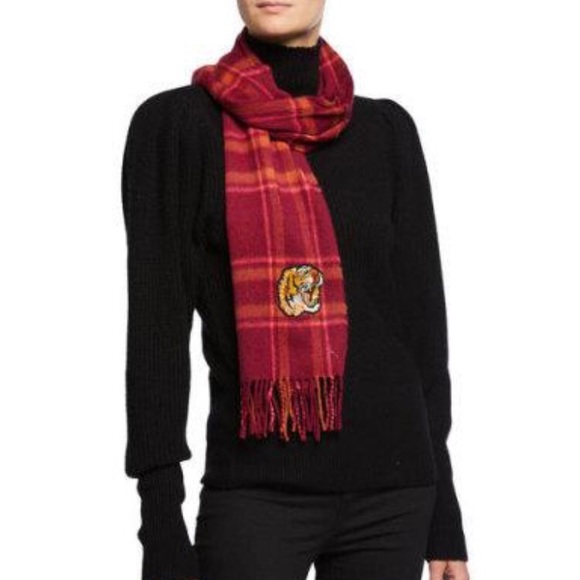 Neiman Marcus Red plaid cashmere scarf